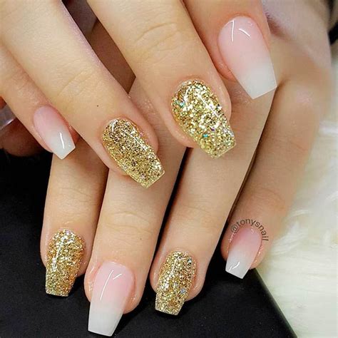 Nude And Gold Nails Ideas For Gold Glitter Nails Gold Nail Designs Trendy Nail Design