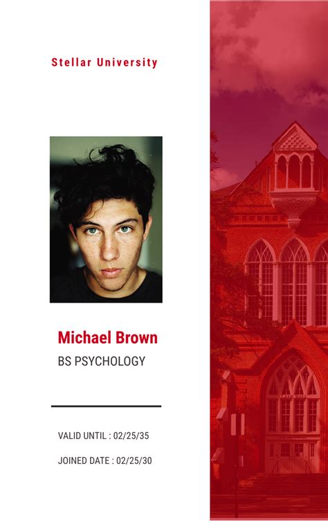 Free Vertical University Id Card Template To Edit Online