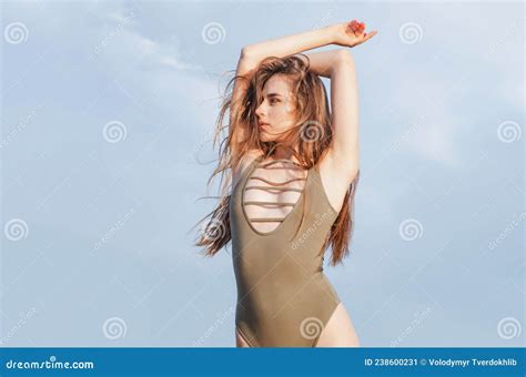 Summer Vacation Woman With Slim Body Woman In Lingerie Swimsuit And Bikini Stock Image