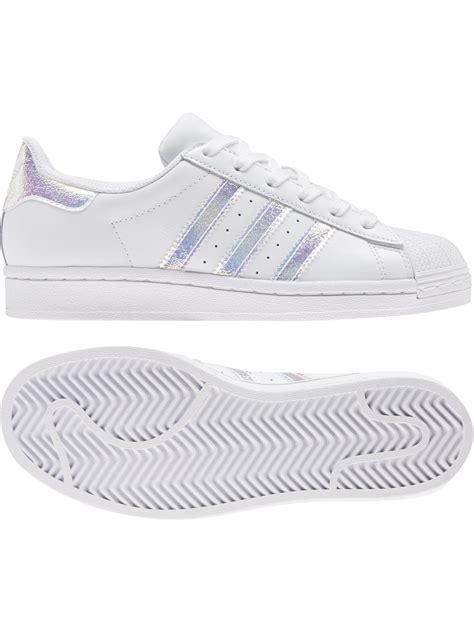 Adidas Superstar Kids Cuir Blanc Paillette Iridescent