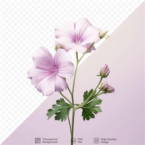 Imagen aislada de una flor de malva común en un fondo transparente