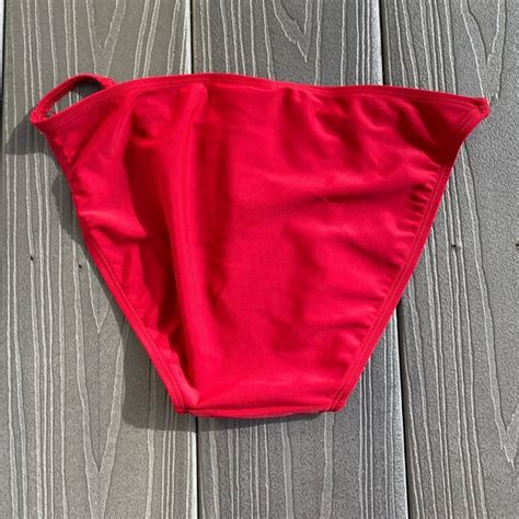 Newport News Swim Nwt Newport News Swim Cherry Red High Leg String Bikini Bottom Swim