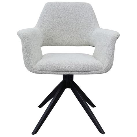 Ravello Boucle Fabric Swivel Carver Dining Chair Ivory