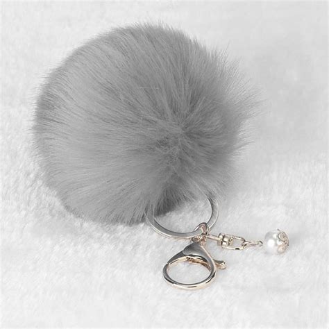 Boule de fourrure de lapin porte clés sac en peluche voiture porte clés