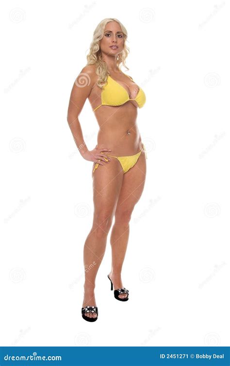 Beach Blond Yellow Bikini Stock Image Image Of Blond