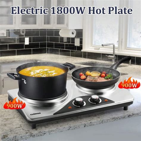 Cusimax W Electric Burner Double Hot Plate Countertop Cast Iron Stove With Dual Temperature