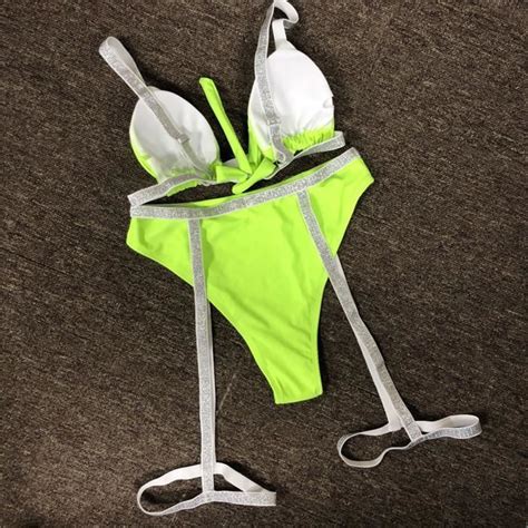 Bikini Maillot de bain sexy femme maillot de bain deux pièces ruban brillant maillot de bain