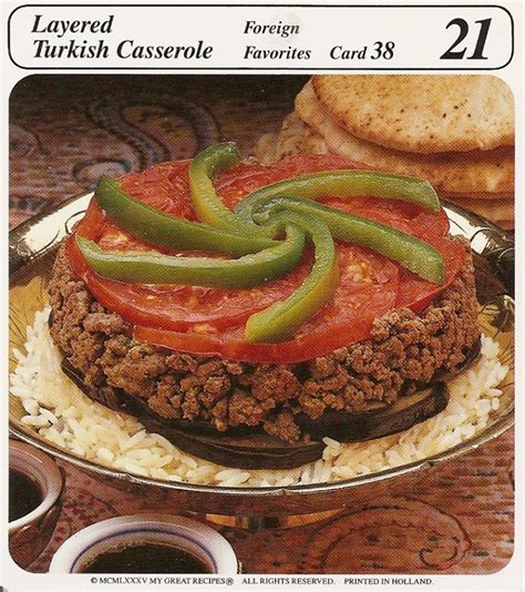 Layered Turkish Casserole | Vintage Recipe Cards