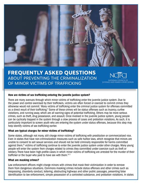 Frequently Asked Questions About Preventing The Criminalization Of Minor Victims Of Trafficking