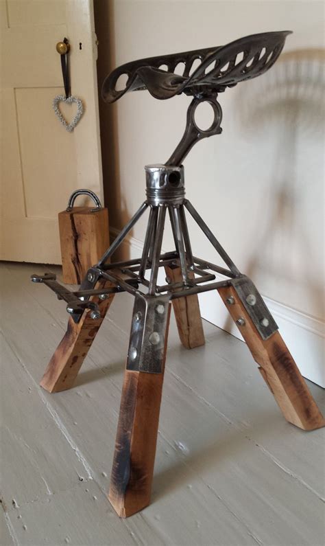 Bar stool made from engine piston and tractor seat. | Vintage industrial furniture, Tractor seat ...