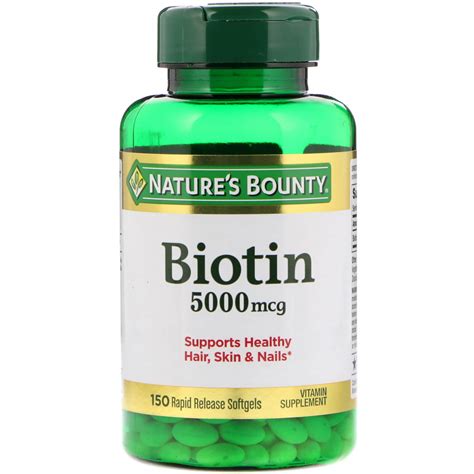 Nature's Bounty, Biotin, 5000 mcg, 150 Rapid Release Softgels - iHerb