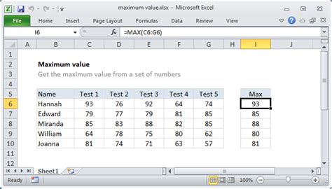 Excel Formula Maximum Value Exceljet