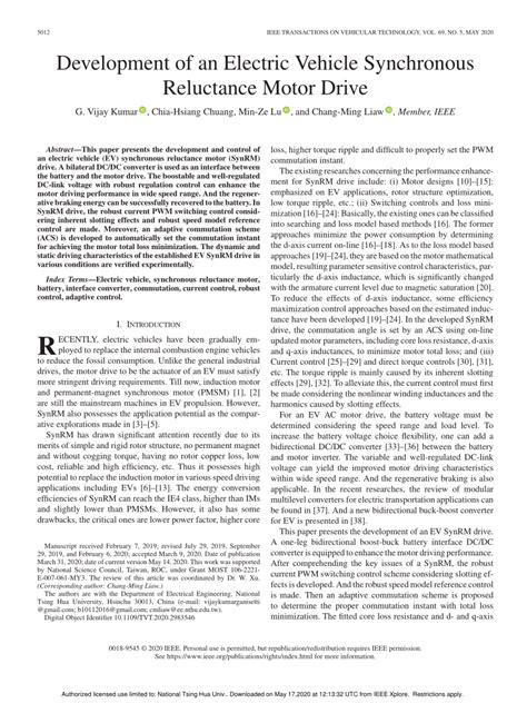 development   electric vehicle synchronous reluctance motor drive
