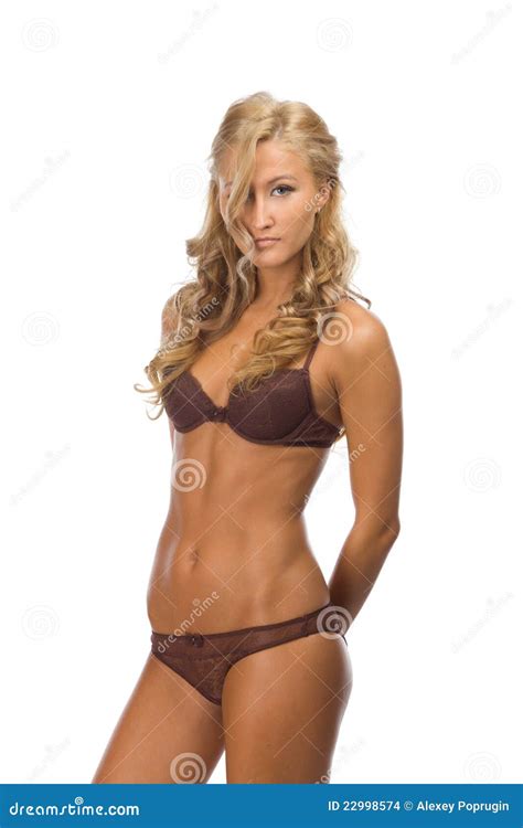 Blonde En Ropa Interior Foto De Archivo Imagen De Aislado