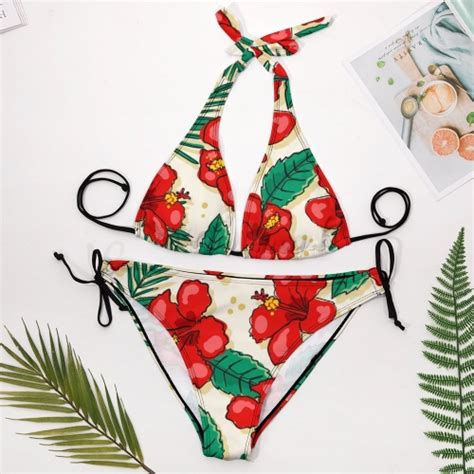 Plus Size Halter Bikini Swimsuit InterestPrint Print On Demand