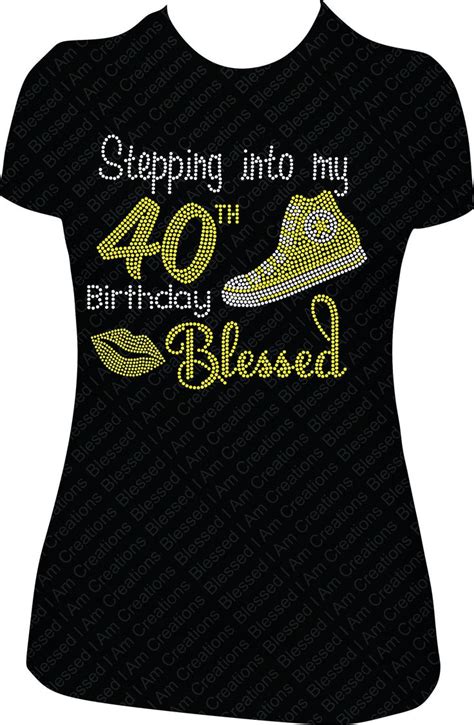 Stepping Into My 40th Birthday Blessed Rhinestone Converse Shirt Bling