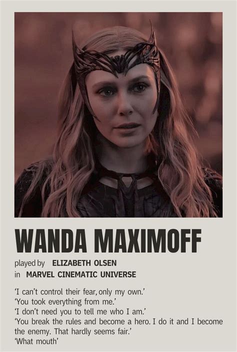 Wanda Maximoff Minimalist Poster Scarlet Witch Comic Scarlet Witch