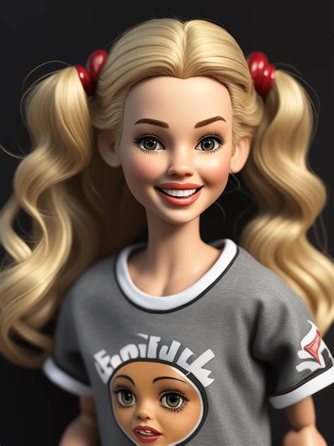 Lumenor Ai Image Generation Winking Happy Photo Realistic Messy Blonde Barbie Doll With Two