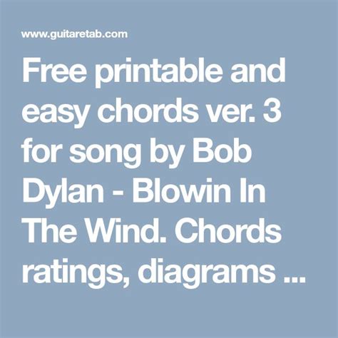 The Words Free Printable And Easy Chords Ver For Song By Bob Dyan