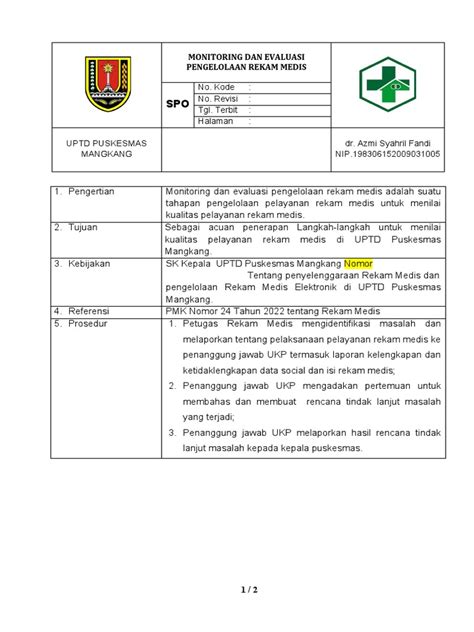 Fix Spo Monitoring Dan Evaluasi Pengelolaan Rekam Medis Pdf