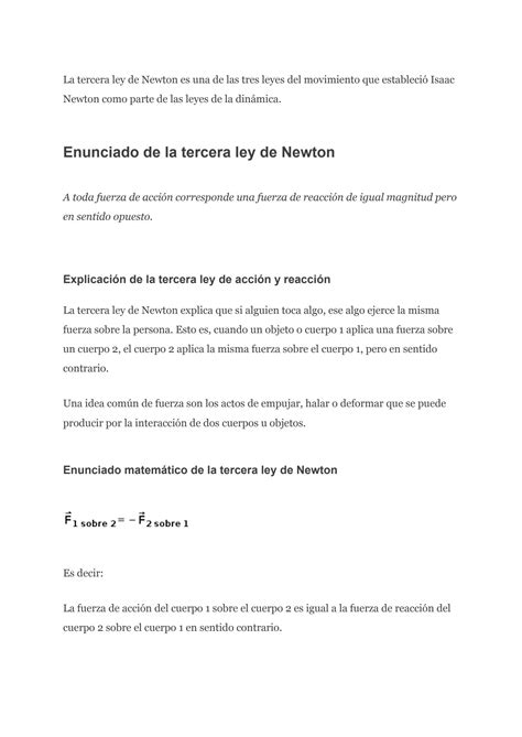SOLUTION: Tercera ley de newton - Studypool
