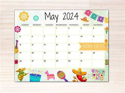 Editable May 2024 Calendar Printable Wall Calendar 2024 Cute Calendar