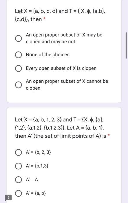 Solved Let X {a B C D And T {x 0 {a B {c D}}