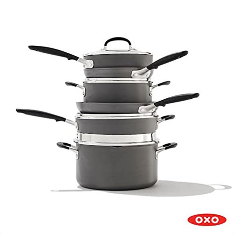 Oxo Good Grips 10 Piece Cookware Pots And Pans Set 3 Layered German Engineered Nonstick Coating