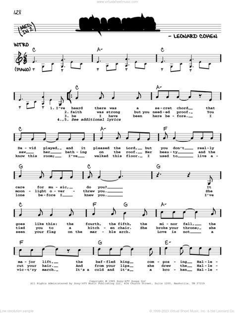 Cohen Hallelujah Sheet Music Real Book With Lyrics Pdf