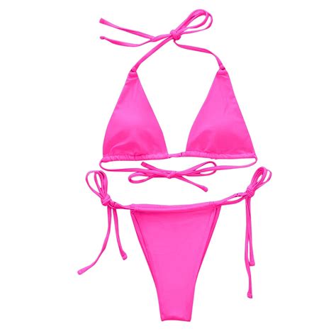 Loasebue Women Swimsuit Bikini Swimwear Beach Women Solid Color