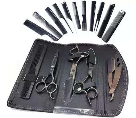 Kit Completo Tesouras Cabelo Profissionais Pentes Fio Laser Fio