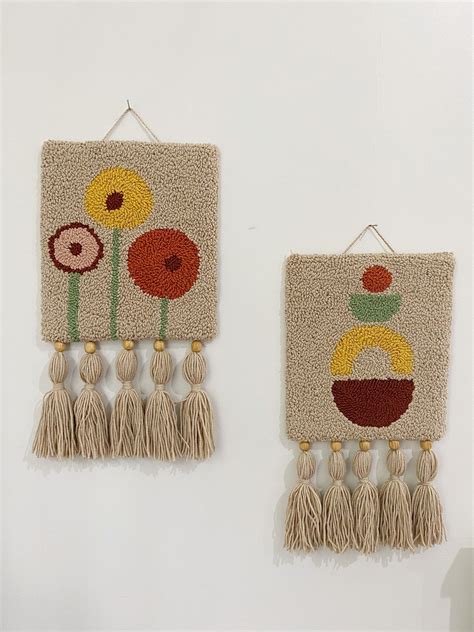 Abstract Fringed Wall Hanging Beige Handmade Wall Hanging Etsy