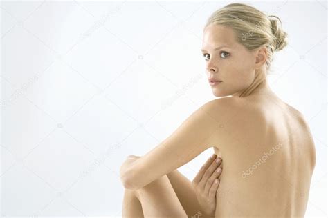 Back View Of A Naked Woman Isolated On A White Background Stock Photo Mjth