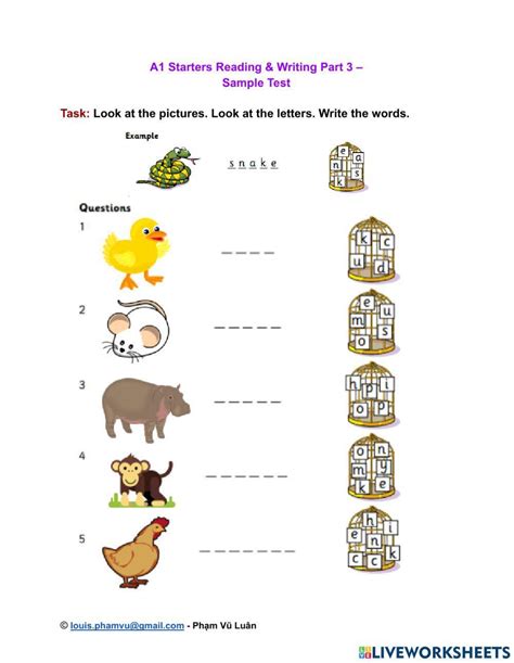 1761146 A1 Starters Reading And Writing Part 3 Sample