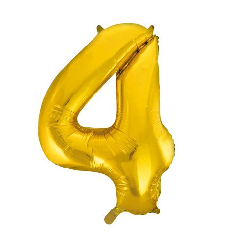 Folie Ballon Cijfer 4 Goud XL 86cm Leeg Partywinkel