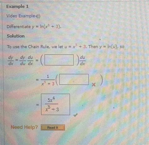 Solved Differentiate Y Ln X5 3 Solution To Use The Chain