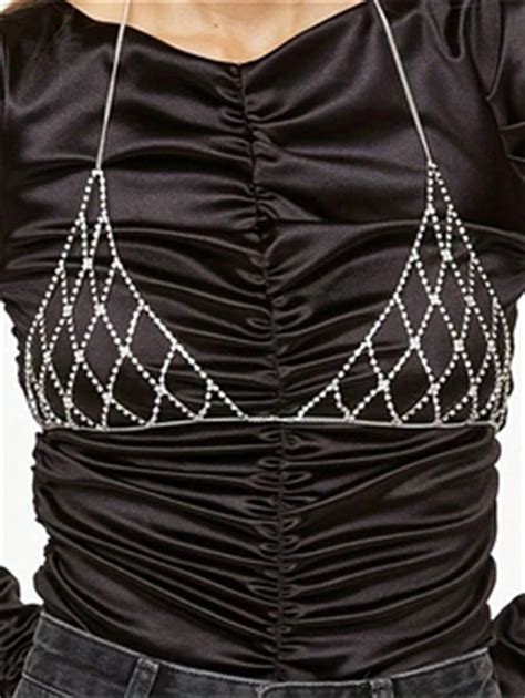 Fashionable Sexy Fringed Hollow Rhinestone Chest Chain Club Beach Party Bikini Lingerie Chest