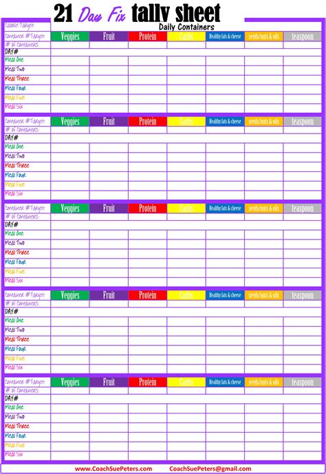 21 Day Fix Printables