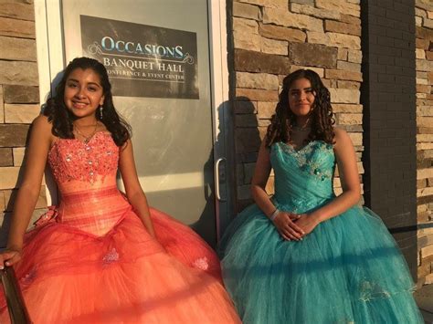 Two Beautiful Latina Princesses Celebrating Their Quinceanera Together Birthday Thbirthday