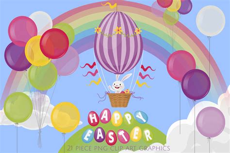 Easter Bunny Hot Air Balloon Ride Graphic By Dapper Dudell Creative Fabrica