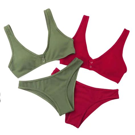 Conjunto De Bikini A Rayas Para Mujer Push Up Bikini Halter Vendaje Traje De Ba O Acolchado