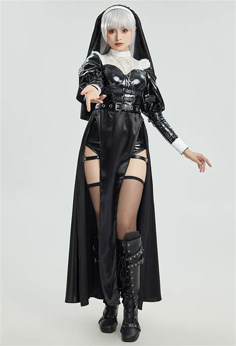Holy Love Gothic Dark Style Nun Costume Set Gothic Lingerie Outfit Black And White Sexy