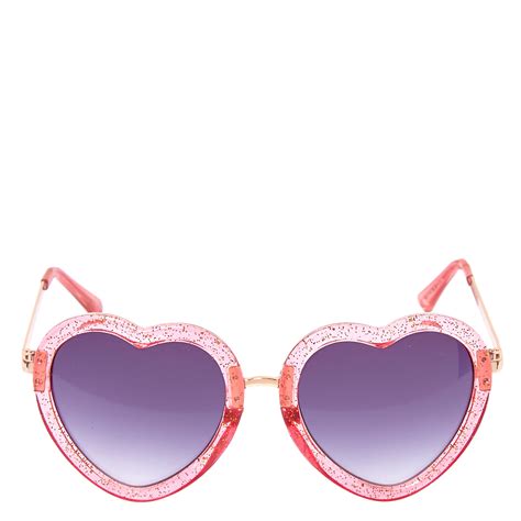 Glitter Pink Heart-Shaped Sunglasses | Claire's US