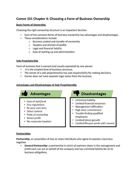 Comm Chapter Notes Comm Chapter Choosing A Form Of