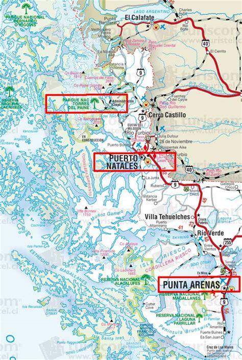 Map Of Patagonia Punta Arenas Puerto Natales Torres Del Paine