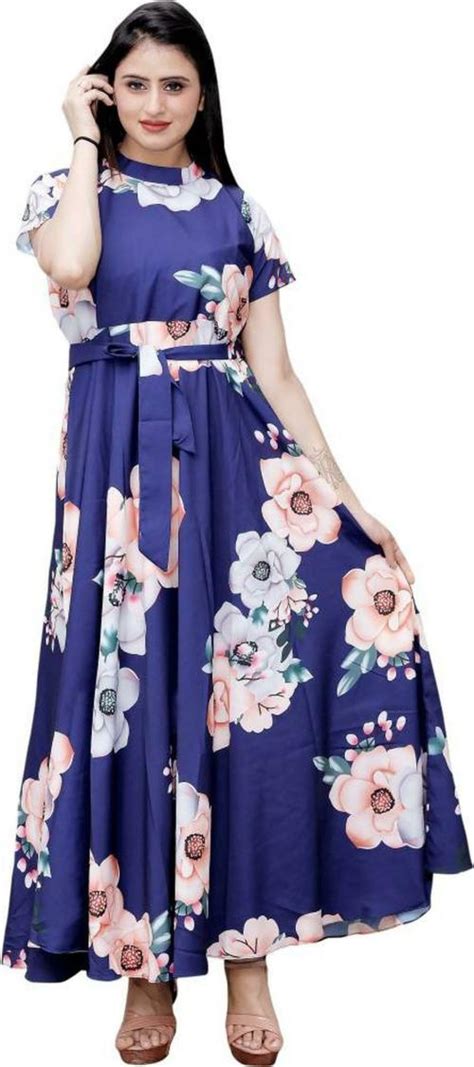 Buy MISS AYSE Women Blue Floral Polyester A Line Dress Online At Best