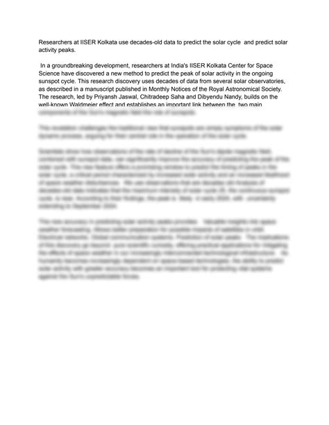 SOLUTION: A new discovery reveals the key to predicting peaks in solar