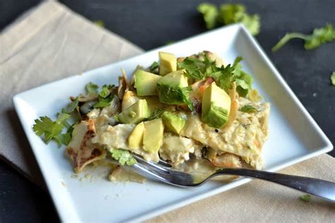 Creamy Salsa Verde Chicken Enchilada Casserole Wholesomelicious