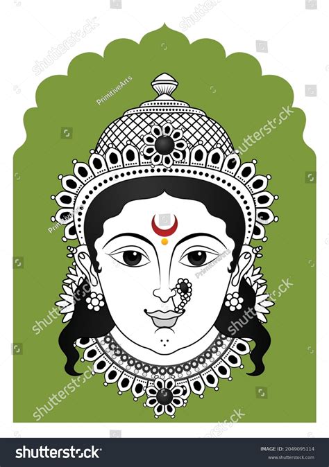 Smiling Face Devi Durga Black White Stock Vector (Royalty Free ...