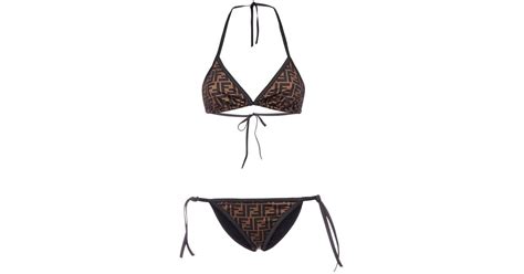 Fendi Monogram Printed Two Piece Bikini Set In White Lyst